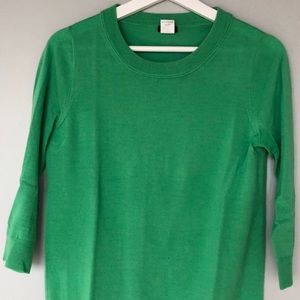 bright green jcrew tippy sweater.